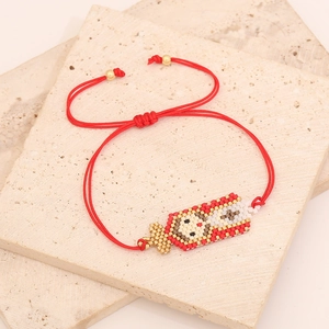 Bracciale intrecciato rosso fatto a mano della Vergine Maria con perline e cordoncino