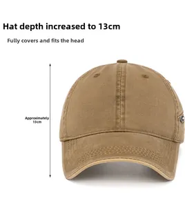 Detail view of cotton baseball cap with 13cm depth and breathable metal eyelets