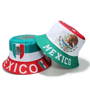 Chapeau de pêcheur drapeau mexicain avec emblème d'aigle et texte Mexico tricolore