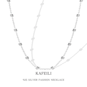 925 Sterling Silver Necklace For Women Featuring Small Textured Beads Minimalist Elegant Thin Chain Jewelry