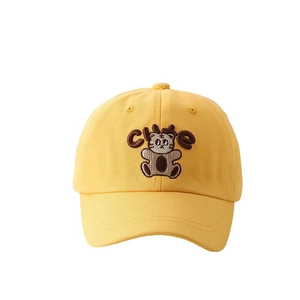 Berretto da baseball giallo per bambini con ricamo a tigre e scritta CUTE estiva