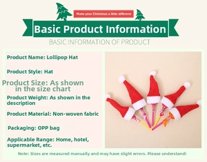 Red non-woven Christmas mini hats for lollipop decoration and holiday crafts set