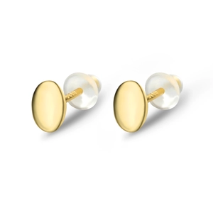 Minimalist S925 sterling silver oval gold bean stud earrings with silicone backings