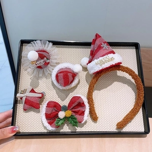 Noël Mini Bonnet De Père Noël Pince À Cheveux Et Serre Tête Noeud Peluche Paillettes Accessoires De Fête Filles Femmes