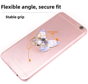 Detail showing the 360-degree rotation and 180-degree folding butterfly phone ring holder