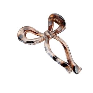 Elegant tortoiseshell bow hair claw clip with a glossy amber gradient for women