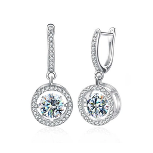 S925 Sterling Silver Moissanite earrings featuring sparkling round brilliant cut gemstones