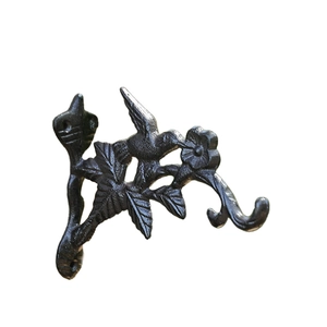 Vintage Kolibri Wandhaken aus Gusseisen mit Blumenmotiven für Haus und Garten Deko