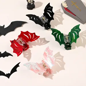 Bat Hair Claw Clip Acetate Acrylic Marble Pattern Halloween Gothic Party Accessories For Women Girls