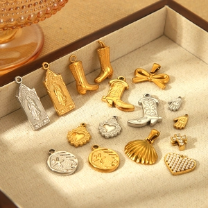 Vintage gold and silver stainless steel charms with pearls and western cowboy boot designs