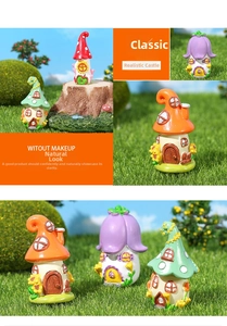 Miniature resin fairy castle figurines for succulents and creative garden landscape