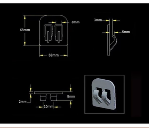 Technical drawing of 68x68mm double-hook wall mount with detailed dimensions
