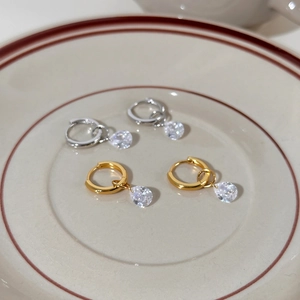 925 Sterling Silver Teardrop Zirconia Hoop Earrings Minimalist Water Drop Pendant Earrings For Women Light Luxury Fashion Jewelry