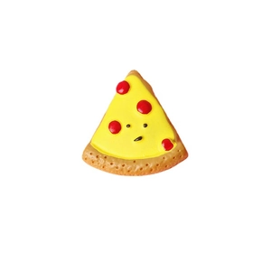 Cute resin pizza slice DIY accessory with pepperoni and a minimalist smiley face