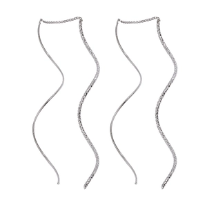 Elegant gold-plated silver tassel drop earrings with wavy minimalist geometric design