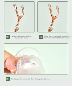 Macro view of portable stainless steel toothpick and dental floss cutter assembly instructions