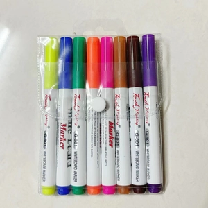 Set of 8 colorful floating markers for water drawing in a transparent snap pouch