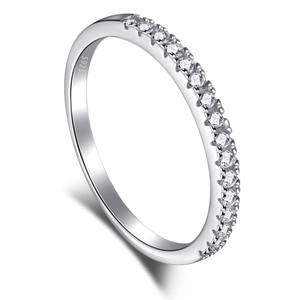 Elegant S925 sterling silver eternity ring with sparkling row of circular zircons
