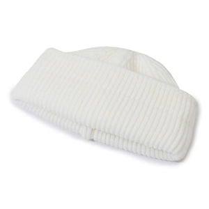 Classic white knitted beanie with cuffed design for winter warmth and outdoor fashion