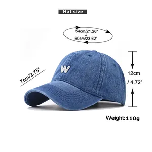 Size chart showing baseball cap dimensions including circumference, brim, and height