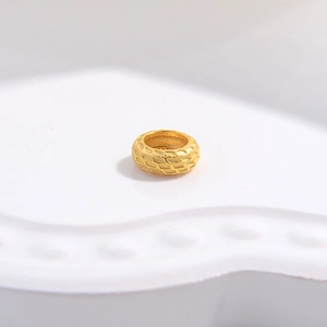 Textured gold rhombus patterned S925 silver spacer bead for DIY jewelry making