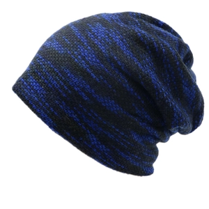 Bonnet d'hiver en tricot doublé polaire à carreaux bleus et noirs pour hommes et femmes