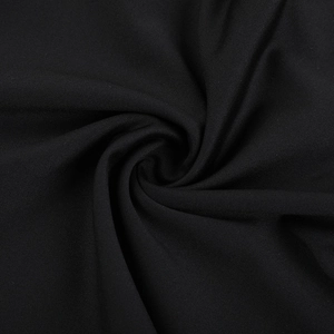 Detailed close-up showing the smooth texture and silky drape of black knitted fabric
