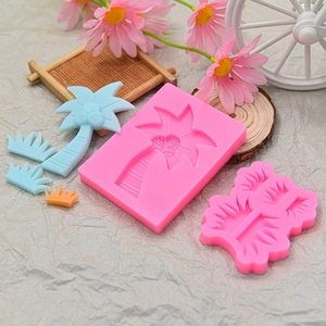 Detailed pink silicone molds for coconut tree and grass fondant cake decorations