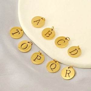 Round Hollow Letter Pendant 304 Stainless Steel 18K Gold Plated Initial Alphabet Charm For DIY Jewelry Making Fashion