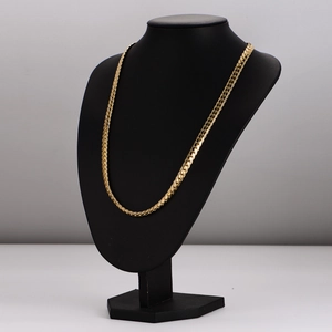 Flat golden dragon weave chain necklace in polished stainless steel for women