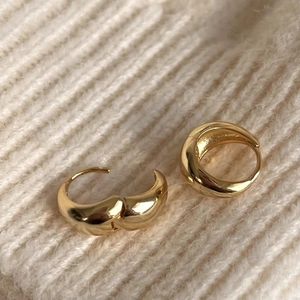 Minimalist Oval Hoop Earrings 925 Sterling Silver High Polish Chunky Geometric Smooth Surface Jewelry For Women Daily Wear