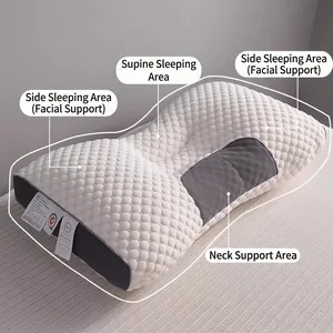 Ergonomic Neck Support Pillow Knitted Breathable Fabric Washable Functional Zoning Side Back Sleepers High Elasticity