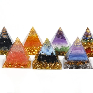 Handcrafted Orgone Crystal Pyramid set with natural stones and copper coils for home decor