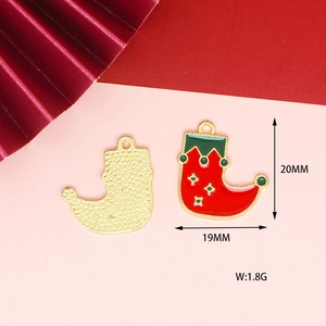 Christmas stocking alloy pendant charm for DIY jewelry making with dimensions and weight info
