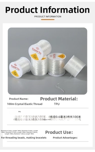 Macro detail of high-toughness 100M TPU elastic string rolls for DIY jewelry beading
