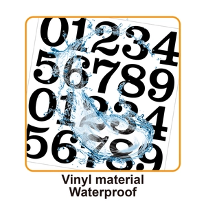 Macro d'autocollants numérotés en vinyle imperméable avec éclaboussures d'eau