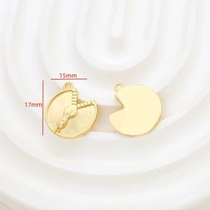 Détails de breloques dorées rondes texture fermeture éclair pour création bijoux DIY