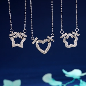 Elegant 18K gold plated necklaces featuring star, heart, and flower zircon pendants