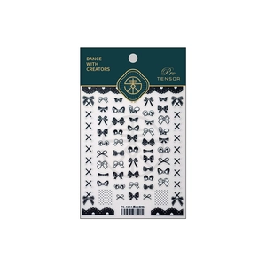 Minimalist black and white bow nail stickers TS-4144 for women and children DIY art