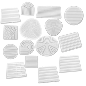 14-piece silicone resin mold set for geometric striped coasters and tray crafts