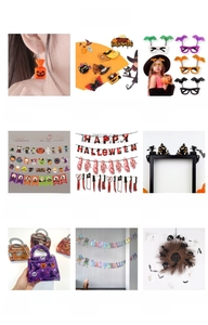Collection of creative Halloween themed pumpkin earrings and party costume accessories