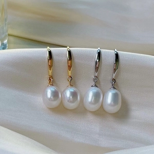 Elegant 925 Sterling Silver Freshwater Pearl Drop Earrings For Women Minimalist White Waterdrop Dangle Jewelry Gift