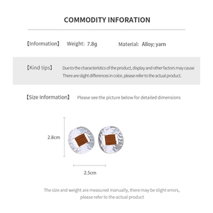 Detailed spec sheet showing oval plush wrapped earrings dimensions 2.8cm by 2.5cm
