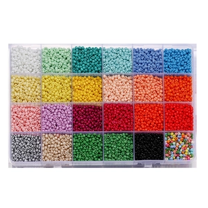 24-compartment storage box with assorted colorful glass seed beads for DIY jewelry making