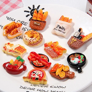 Miniature resin bread and donut food models for DIY crafts and fridge magnet accessories