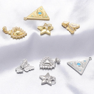 Butterfly Heart Star Evil Eye Pendants Copper Brass Zirconia Inlaid Charms For DIY Necklace Bracelet Making Women