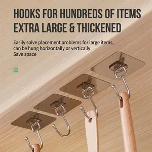 Extra large heavy duty adhesive wall hook for kitchen and bathroom storage