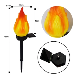 Solar powered landscape light with flame design and stake, overall height 45cm