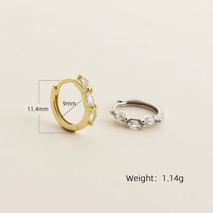 Marquise cut cubic zirconia hoop earrings in gold and silver finish 11.4mm