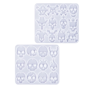 DIY skull silicone earring molds set for Halloween resin jewelry and pendant making